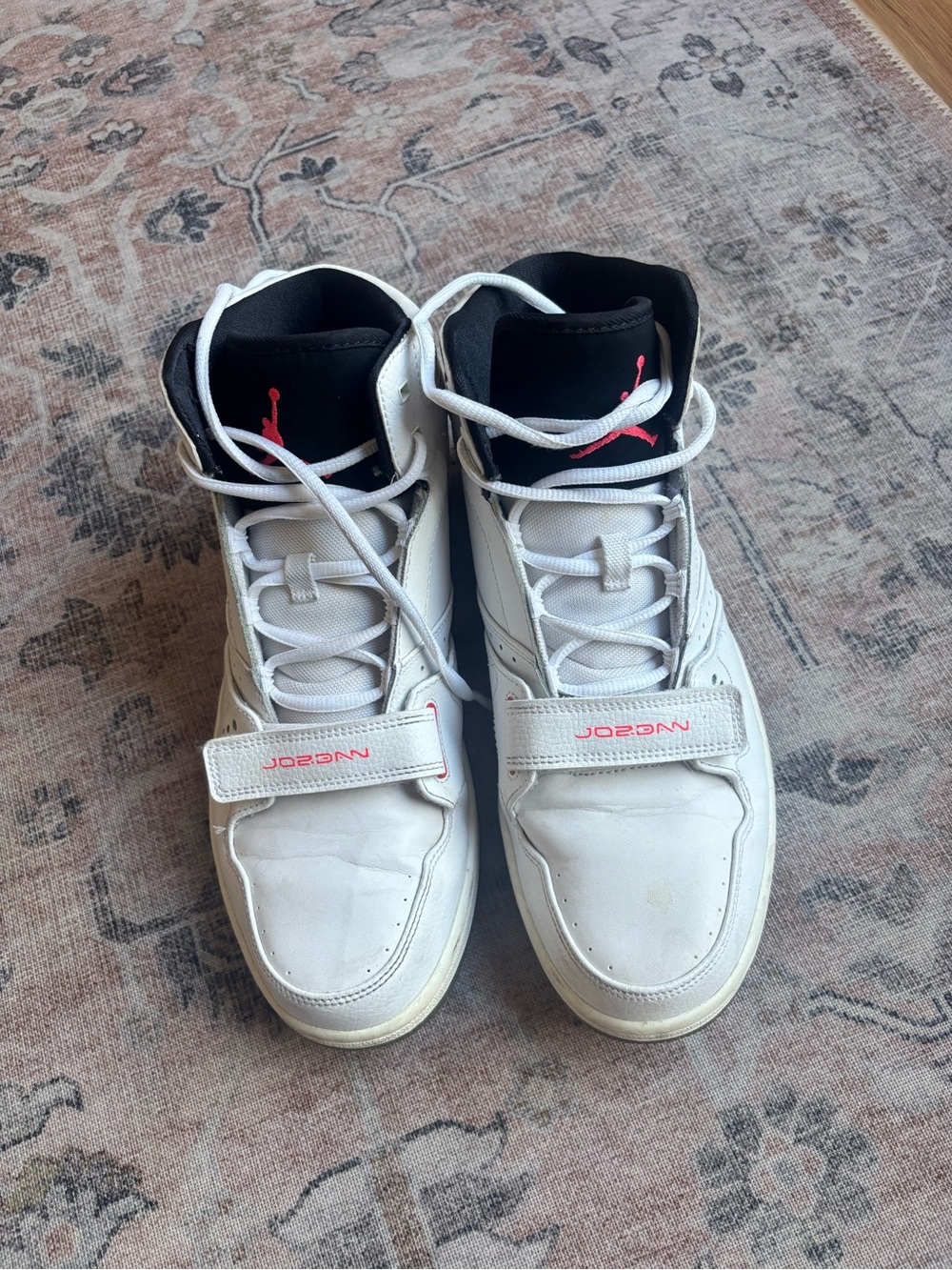 Jordan Men's White, Black & Red Mid-Top Sneakers